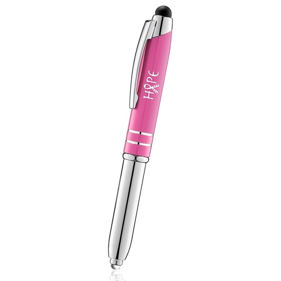 Breast cancer awareness pens 3 in1 Stylus+Metal Ballpoint Pen+LED Flashlight-Compatible With Most Phones and Touch Screen Devices, Hope