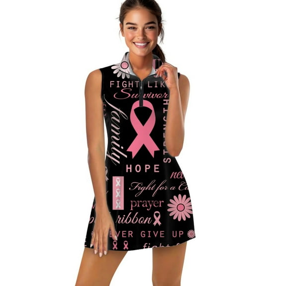 Breast cancer pink ribbon Sports Dresses Women Tennis Dress Outdoor Badminton Golf Quick-Drying And Breathable Sports Dress