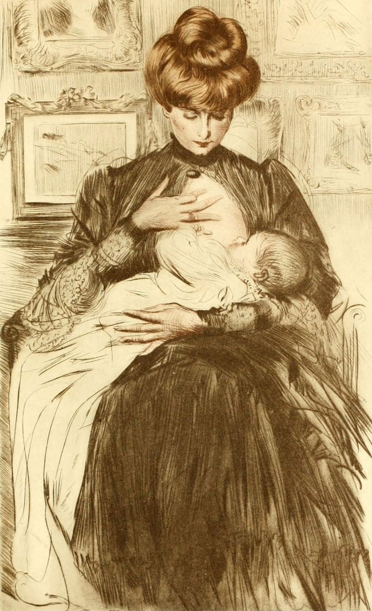Breast-feeding Canvas Art - Paul Csar Helleu (24 x 36)