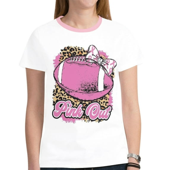 Breastcancer Awareness T-Shirts (Size:M; Style:Pink Out New All Over Print T-shirt for Women (Model T45);)