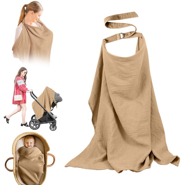 Telo Allattamento KeaBabies Multifunzione - Coprisedile Auto, Copertura Passeggino E Sciarpa - Herringbone - Foto 10