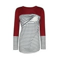 thumbnail image 1 of Pregnant Maternity Breastfeeding Long Sleeve Tops For Women Ladies Fashion Solid Color Stripe Print Short Sleeve Maternity Breastfeeding Clothe Top, 1 of 5