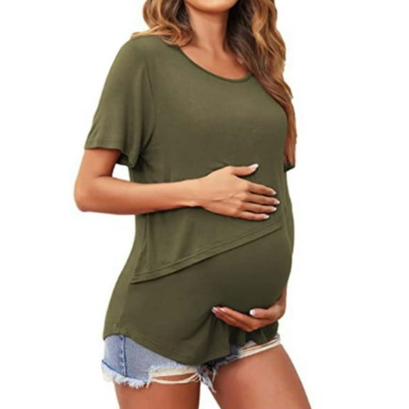 Breastfeeding Shirts For Women Maternity Womens Nursing Round Neck Short Sleeve Round Neck Breastfeeding Blouse