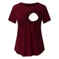 thumbnail image 1 of Breastfeeding Shirts For Women Maternity Womens Nursing Solid Color Round Neck Short Sleeve Round Neck Breastfeeding Blouse, 1 of 6