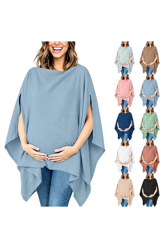 Breastfeeding Shirts Pregnant Woman Solid Color Nursing Cover Breastfeeding Cover Versatile Multi-Use Nursing Scarf Car Seat Cover Moms Green Free Size