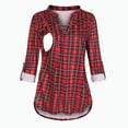 thumbnail image 1 of Breastfeeding Shirts For Women Sweatshirt Maternity V-Neck Plaid Long Sleeve Breast-Feeding Pregnant Woman Nursing Buttons Blouse Tops, 1 of 6