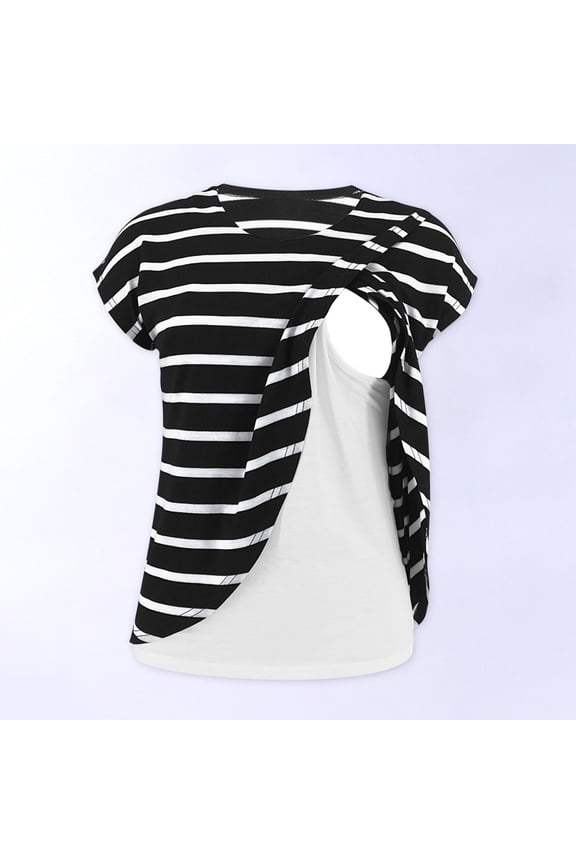 Breastfeeding Top Maternity Wear Soft Nursing Tops Breastfeeding High Neck Tops for Women Womens T Shirts White Blouses for Women Black M
