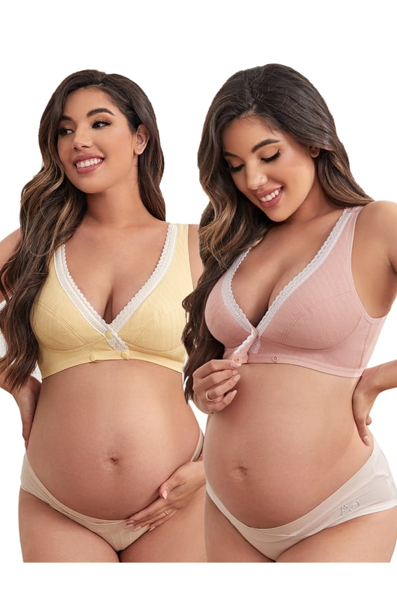 Breastfeeding bra 2-piece set seamless V-neck maternity bra, maternity nursing bra vest