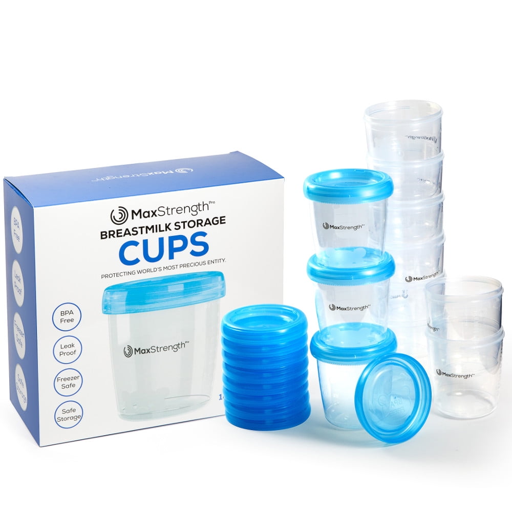 Breastmilk Storage Cups 12 x 180ml Set with Leak Proof Lids by Max