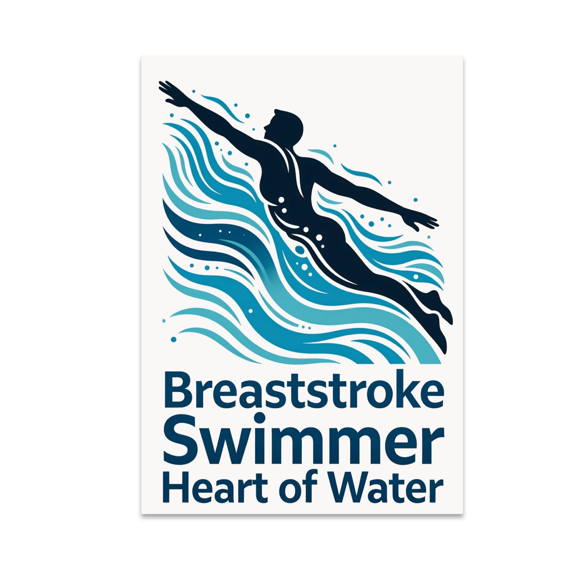 Breaststroke Swimmer Heart of Water - Swimming Enthusiast - 13x19 Poster Print