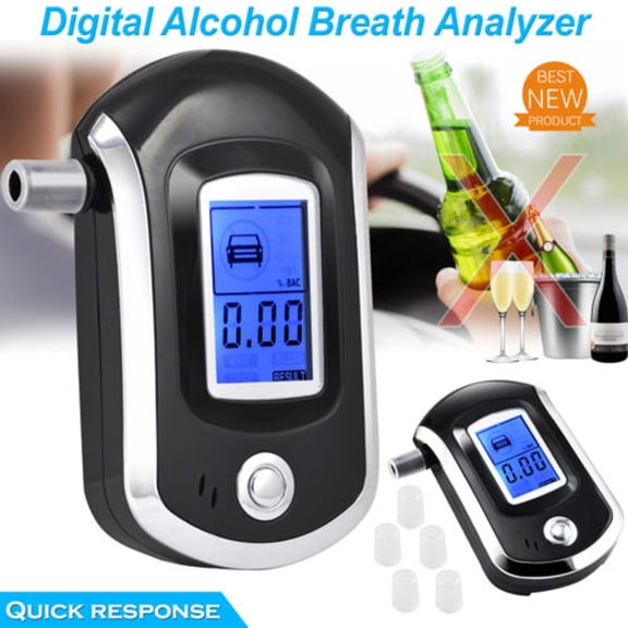 Breath Alcohol Tester High Accuracy Digital LCD Display Portable Alcohol Detector with Advanced Sensor Technology for Home and Professional Use ABS Material (Black)