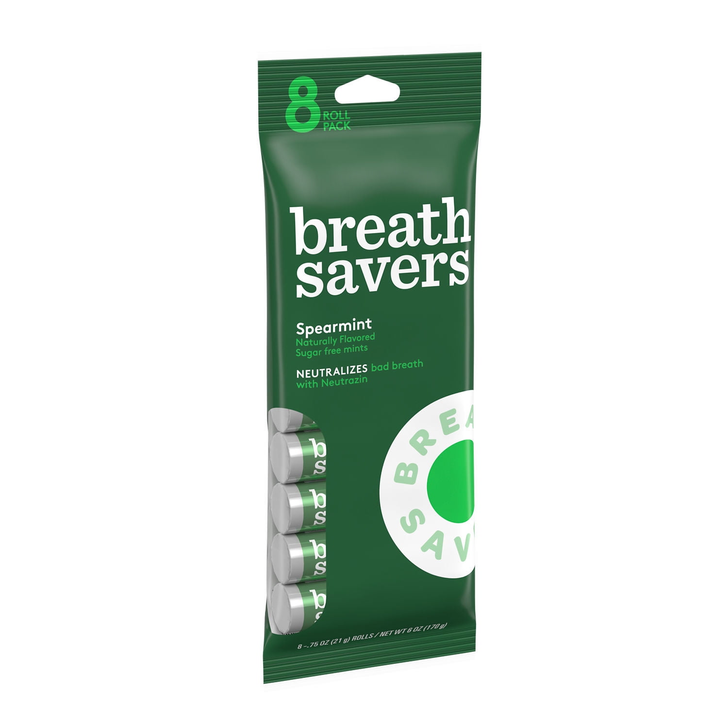 Breath Savers Spearmint Flavored Sugar Free Breath Mints, Rolls 0.75 oz