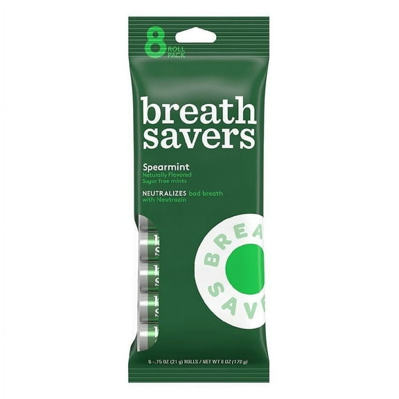 Breath Savers Sugar Free Mints Spearmint (Packaging May Vary) 0.75oz x 8 Each Pack of 2