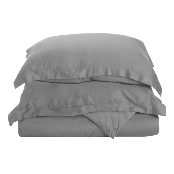 Breathable 100% Cotton Duvet Cover Set - Twin, Grey