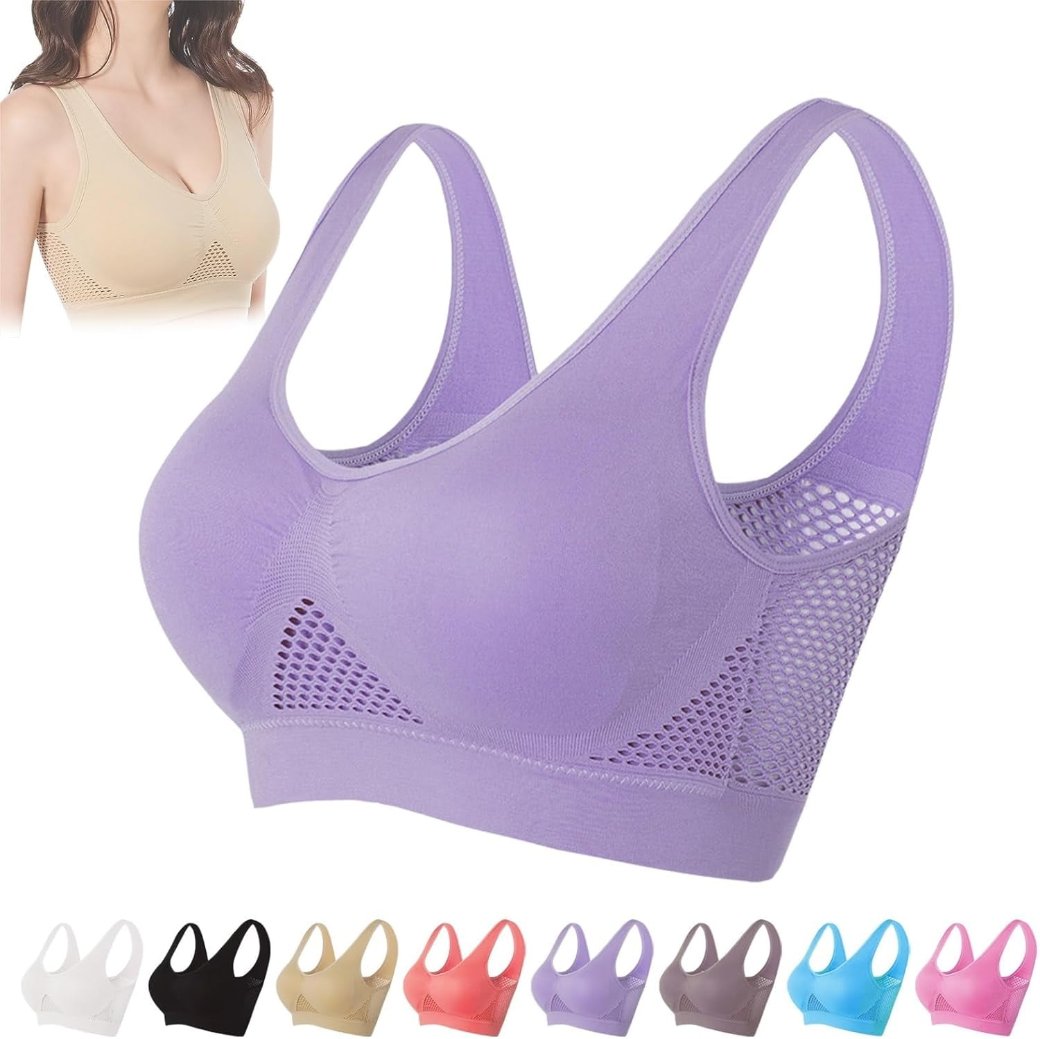 Breathable AntiSagging Breasts Bra, Wireless Comfort Liftup Bra, Anti Sagging Push Up Bra for