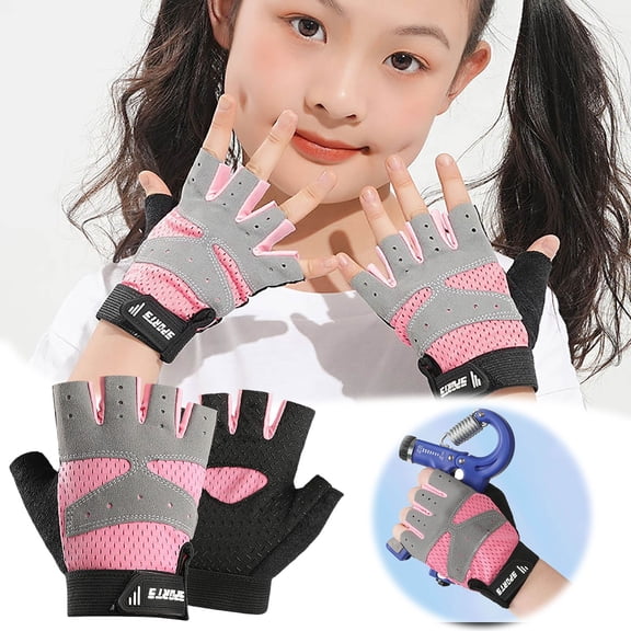 Breathable Anti- Half Finger Kids Sports Gloves Padded Gym Workout Cycling Skating Gloves for Youth Unisex S