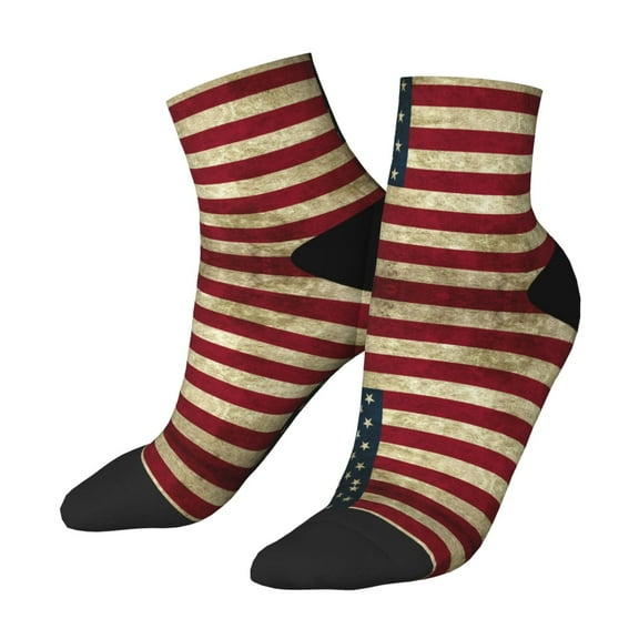 Breathable Athletic Socks America Flag Cushioned Quarter Socks for Men Women