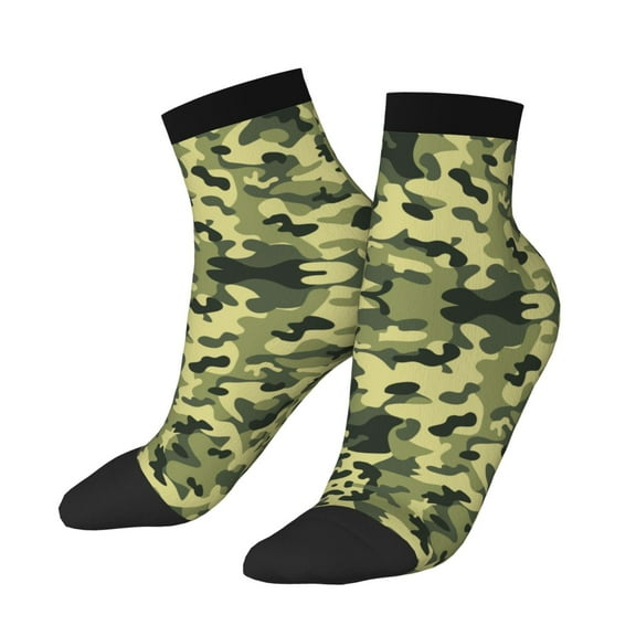 Breathable Athletic Socks Army Camouflage Cushioned Quarter Socks for Men Women