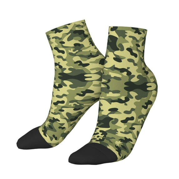 Breathable Athletic Socks Army Camouflage Cushioned Quarter Socks for Men Women