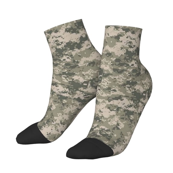 Breathable Athletic Socks Army Digital Camouflage Cushioned Quarter Socks for Men Women