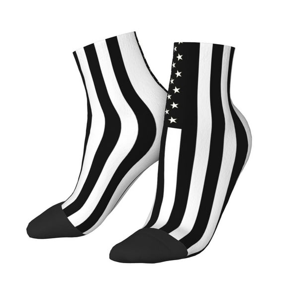 Breathable Athletic Socks Black America Flag Cushioned Quarter Socks for Men Women