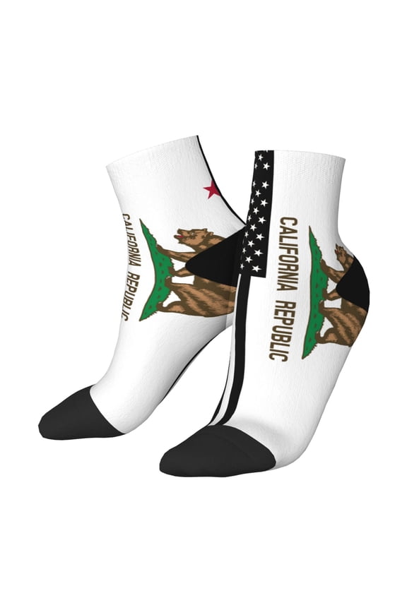 Breathable Athletic Socks California America Flags Cushioned Quarter Socks for Men Women