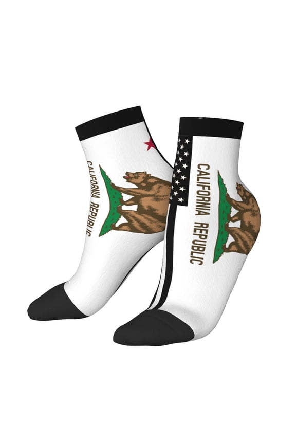Breathable Athletic Socks California America Flags Cushioned Quarter Socks for Men Women
