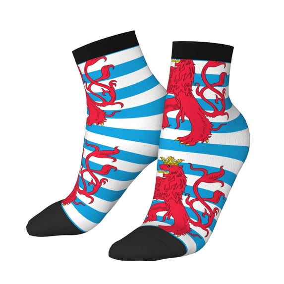 Breathable Athletic Socks Civil Ensign Of Luxembourg Cushioned Quarter Socks for Men Women