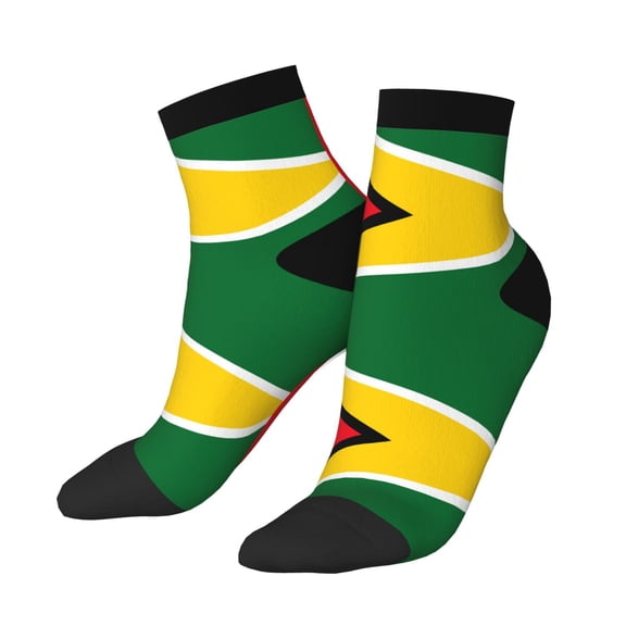 Breathable Athletic Socks Guyana Flag Cushioned Quarter Socks for Men Women