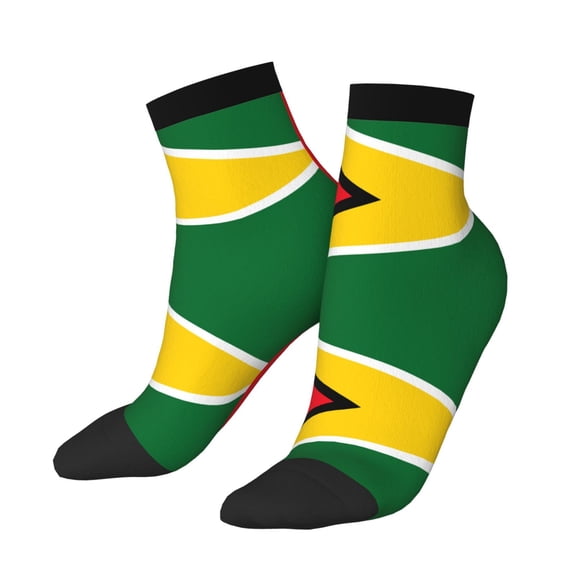 Breathable Athletic Socks Guyana Flag Cushioned Quarter Socks for Men Women