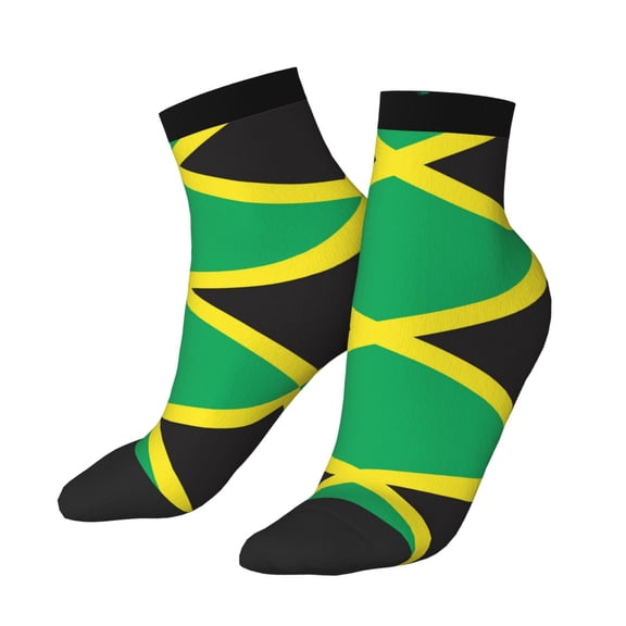 Breathable Athletic Socks Jamaica National Country Flag Cushioned Quarter Socks for Men Women