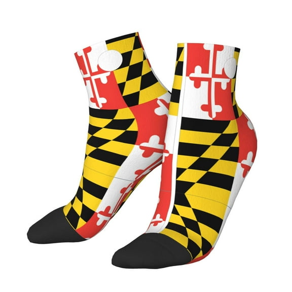 Breathable Athletic Socks Maryland Flag Cushioned Quarter Socks for Men Women