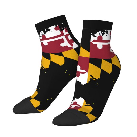 Breathable Athletic Socks Maryland Flag Cushioned Quarter Socks for Men Women