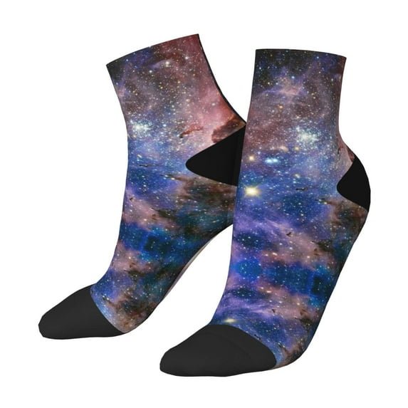 Breathable Athletic Socks Nebula Cushioned Quarter Socks for Men Women