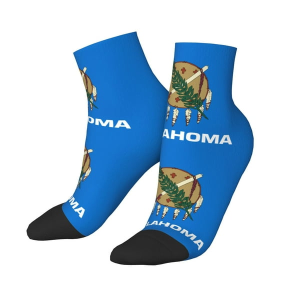 Breathable Athletic Socks Oklahoma Flag Cushioned Quarter Socks for Men Women