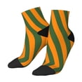 thumbnail image 1 of Breathable Athletic Socks Orange Green Stripe Cushioned Quarter Socks for Men Women, 1 of 7