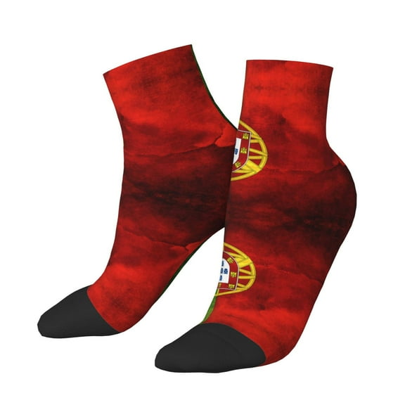 Breathable Athletic Socks Portugal Portuguese Flag Cushioned Quarter Socks for Men Women