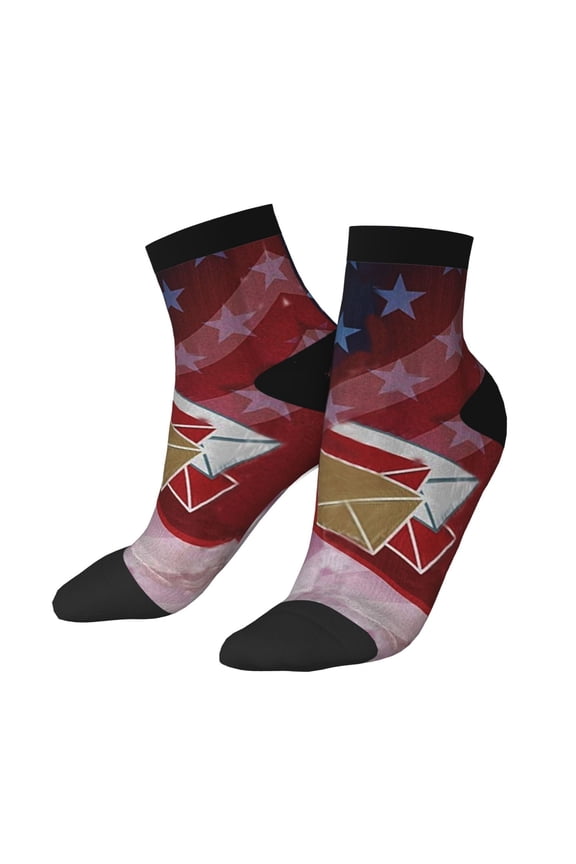 Breathable Athletic Socks Postal Worker Us Flag Cushioned Quarter Socks for Men Women