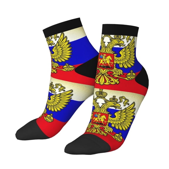 Breathable Athletic Socks Russian Flag Cushioned Quarter Socks for Men Women