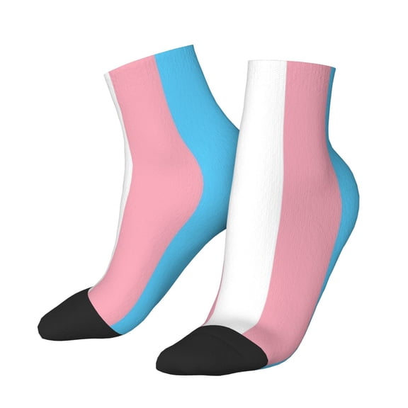Breathable Athletic Socks Transgender Flag Cushioned Quarter Socks for Men Women