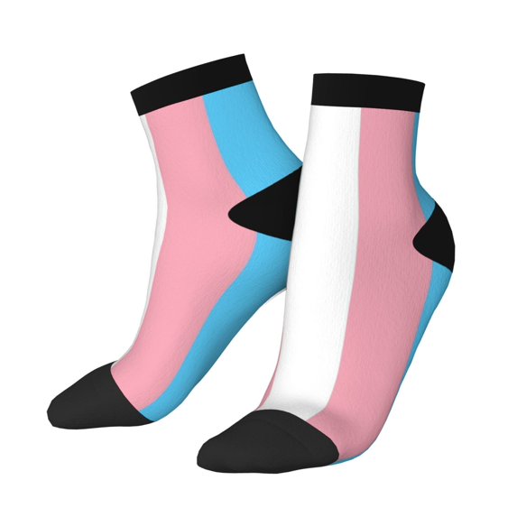 Breathable Athletic Socks Transgender Flag Cushioned Quarter Socks for Men Women