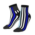 thumbnail image 1 of Breathable Athletic Socks Us Thin Blue Line Flag Of Chicago Cushioned Quarter Socks for Men Women, 1 of 7