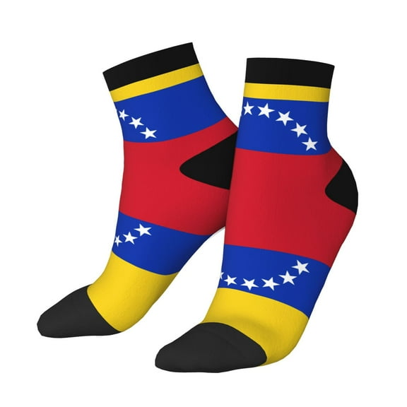 Breathable Athletic Socks Venezuelan Flag Cushioned Quarter Socks for Men Women