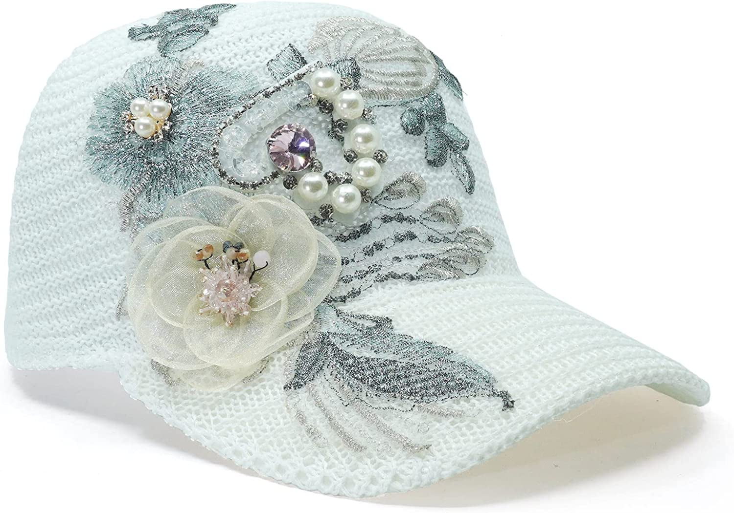 Breathable Baseball Cap Women Trendy Handmade 3D Flower Sun Hat