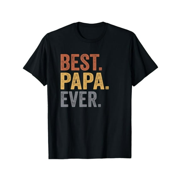 [Breathable] Best Papa Ever Men's Cotton T-Shirt - Casual Crew Neck, Short Sleeve, Black with Colorful Print, Perfect Father’s Day Gift for Grand Papas