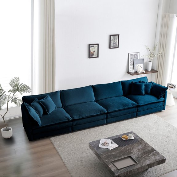 Breathable Blue Chenille - Custom Sofa Layouts - Home Environments - Relaxation with Body Support