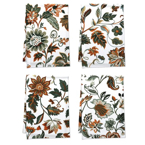 Breathable Boho Decor Bath TowelTowel Set Pack Of 4 16 X 24Inches, Comfortable Durable Handy Decorative Hand Towels Geometric Shapes Leaves Fall Kitchen Decor, Deco for Gym Kitchen