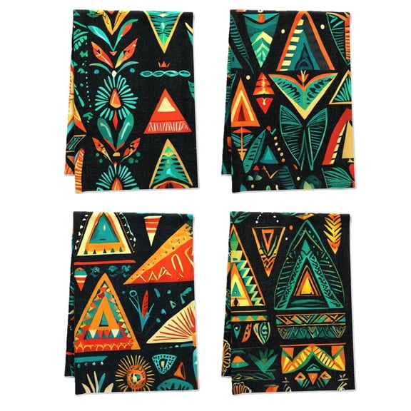 Breathable Boho Ethnic Bathroom Towel - for Powder Room Car Table Bathroom Bath 16x24 Inch 4Pack - Sophistication Terry Cloth Dish Towels Handy Simplicity Boho Tribal Towels Decorative Set