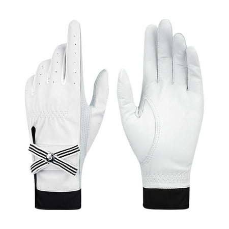 Breathable Bowknot Women Golf Glove Leather Wear-Resistant for Ladies Golfer 19 yards