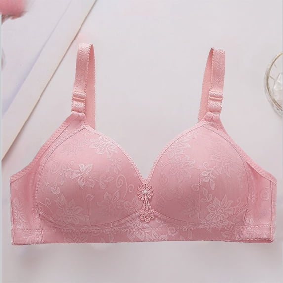 Breathable Bra for Women JIANLAI Supportive Wireless Push Up Bra Full Coverage No Underwire Seamless Plus Size for Older Women Pink